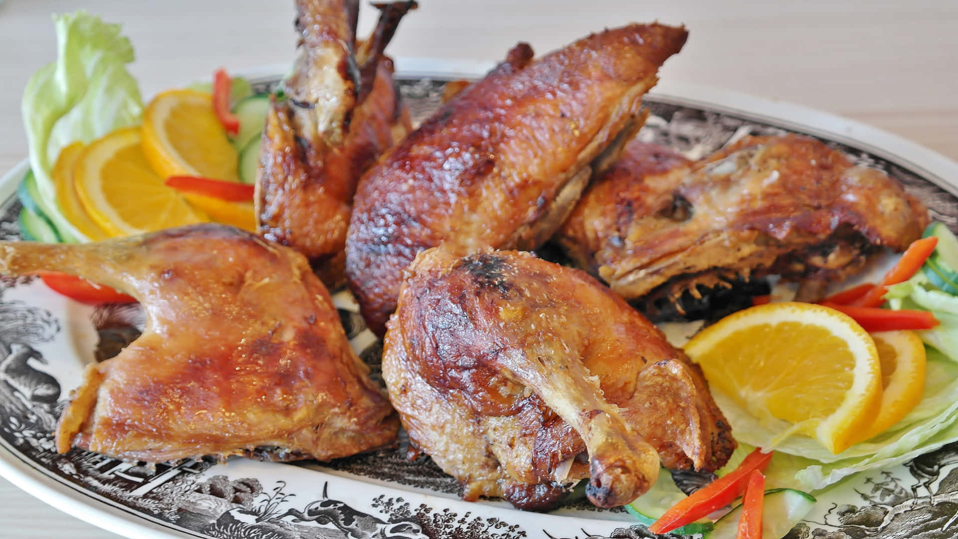 Roasted Chicken Platter Background