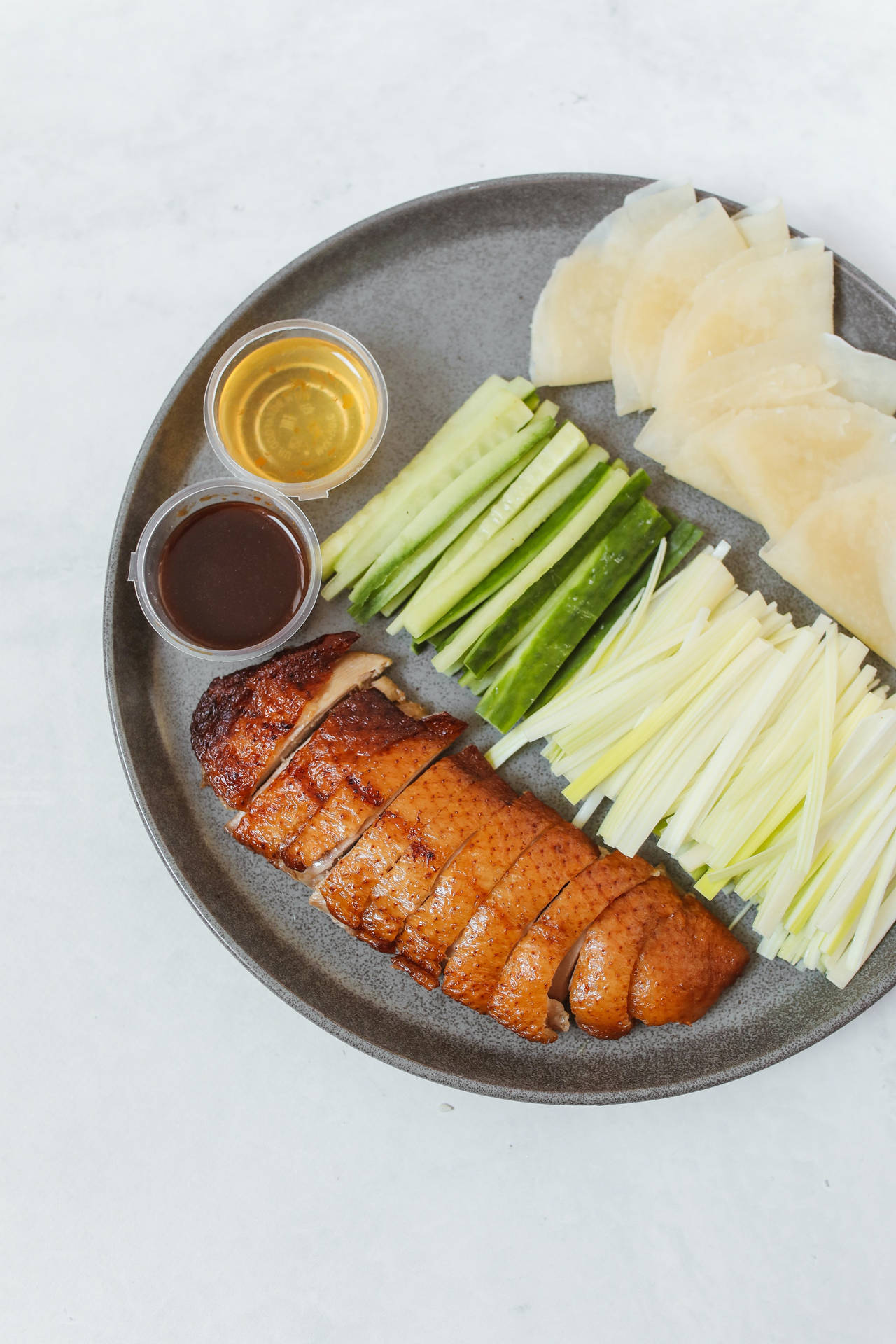 Roasted Peking Duck With Slated Sweet Ginger Background