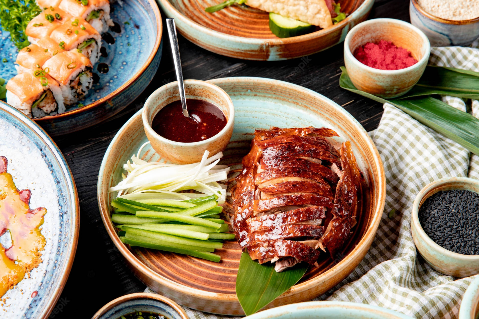 Roasted Peking Duck With Welsh Onions