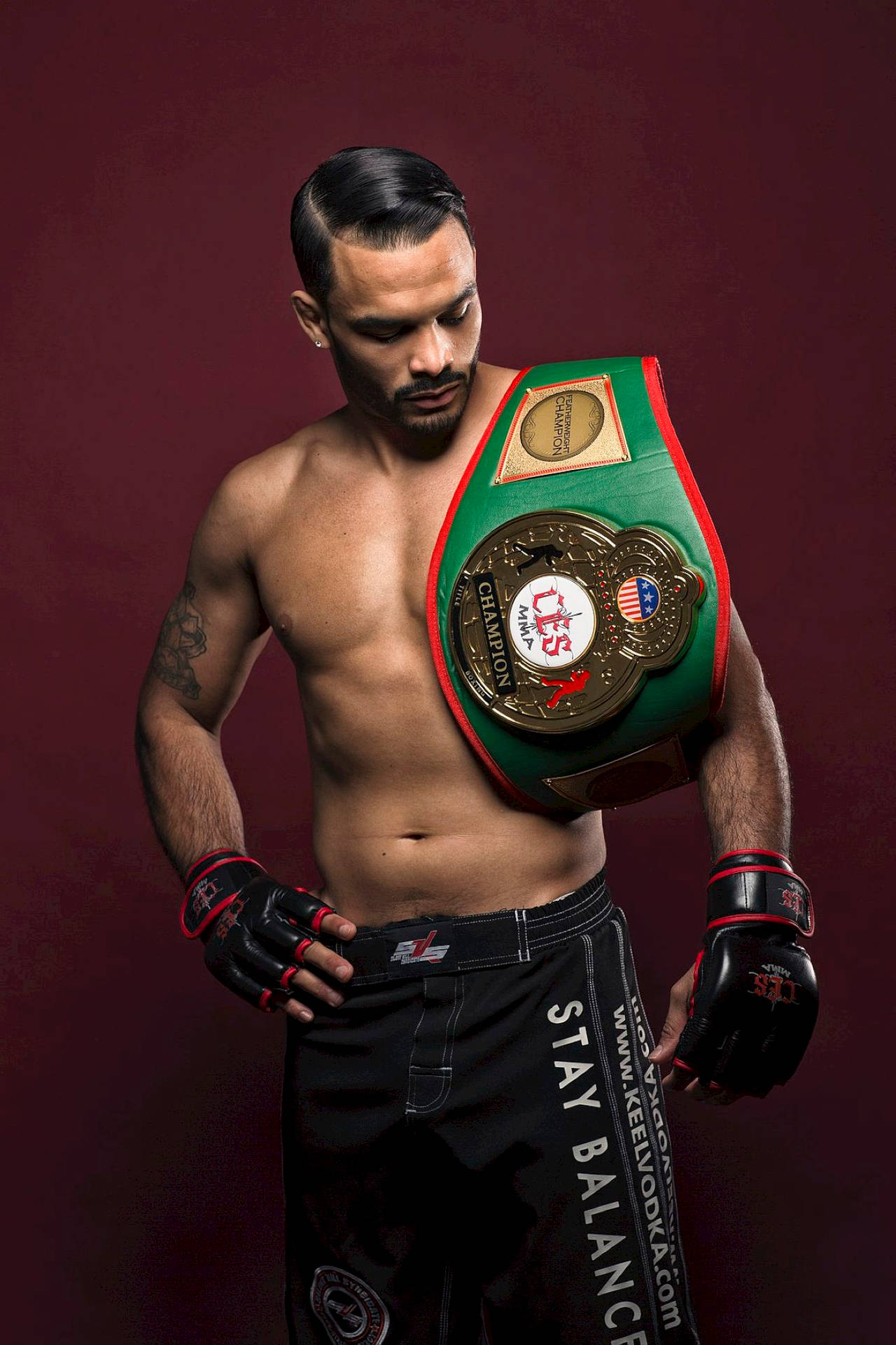 Rob Font With Championship Belt Background