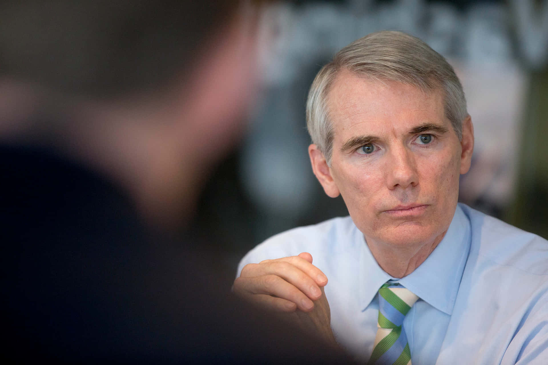 Rob Portman Listening With Hands Clasped
