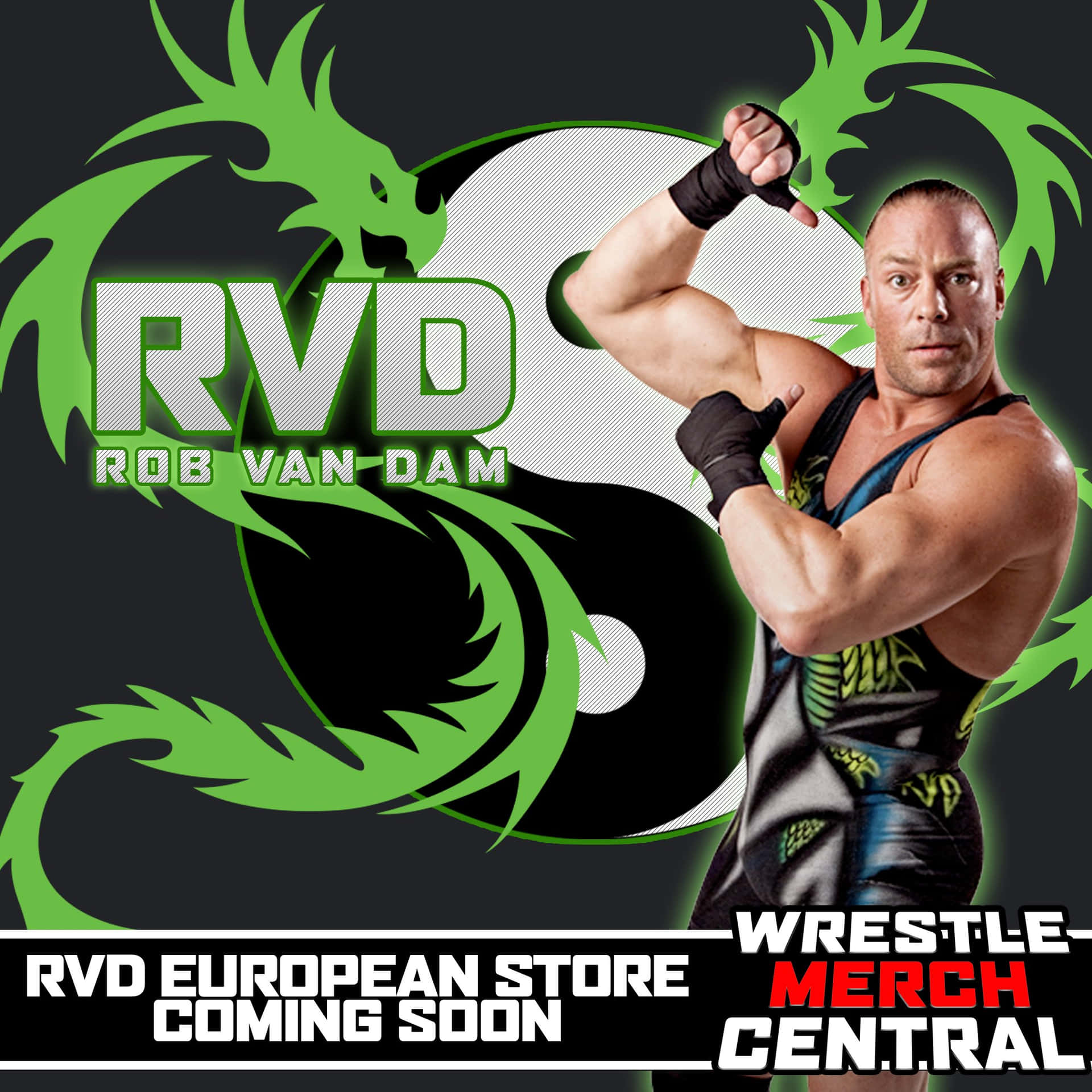 Rob Van Dam Green Dragon Yin Yang Poster Background