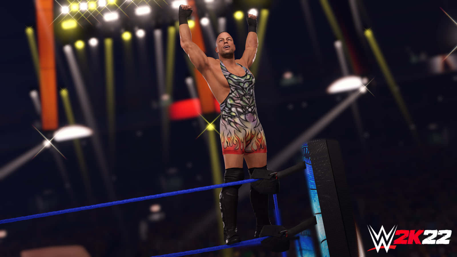 Rob Van Dam Performing High-flying Move In Wwe 2k22 Background