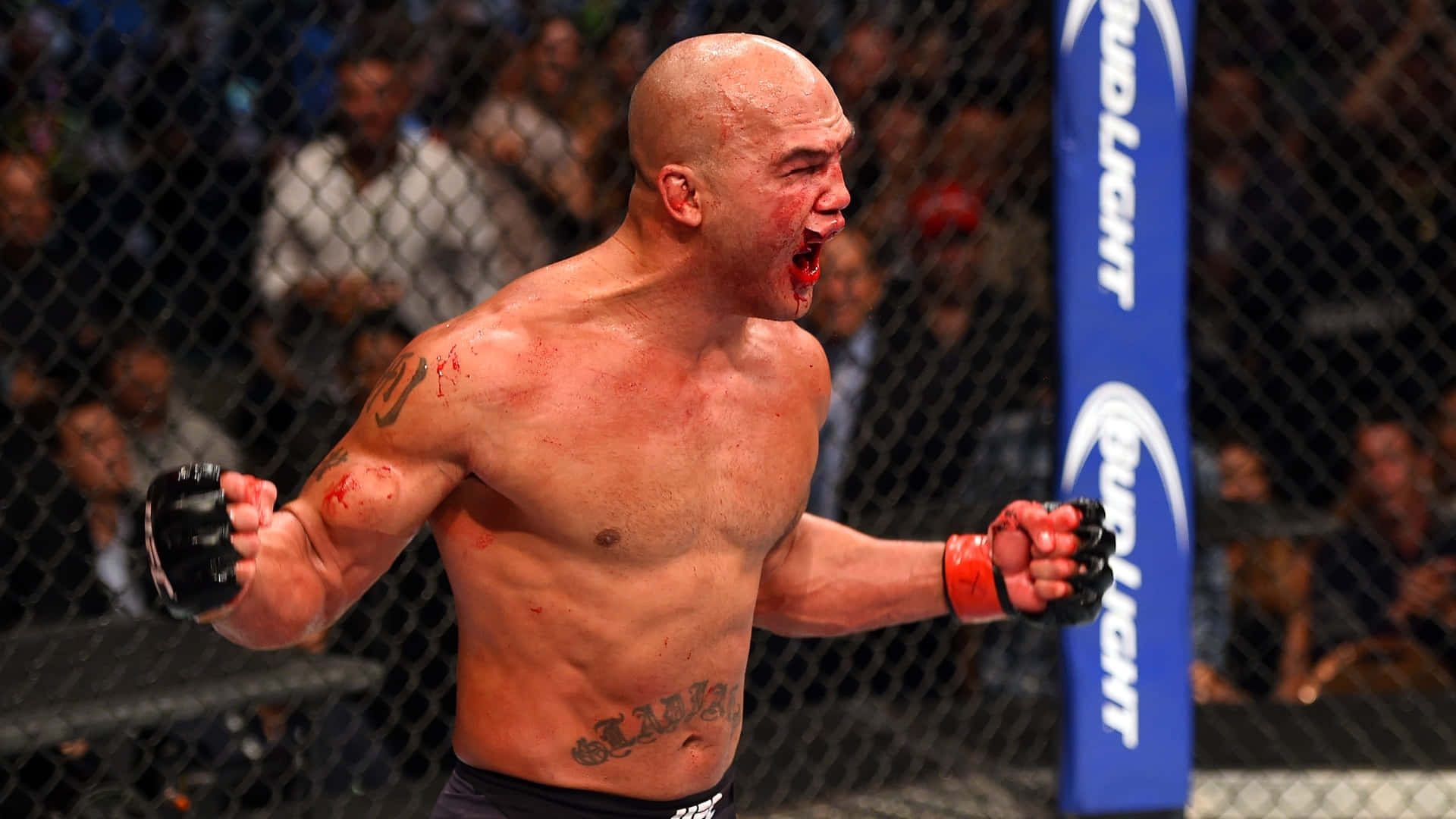 Robbie Lawler Reacts With Pride Background