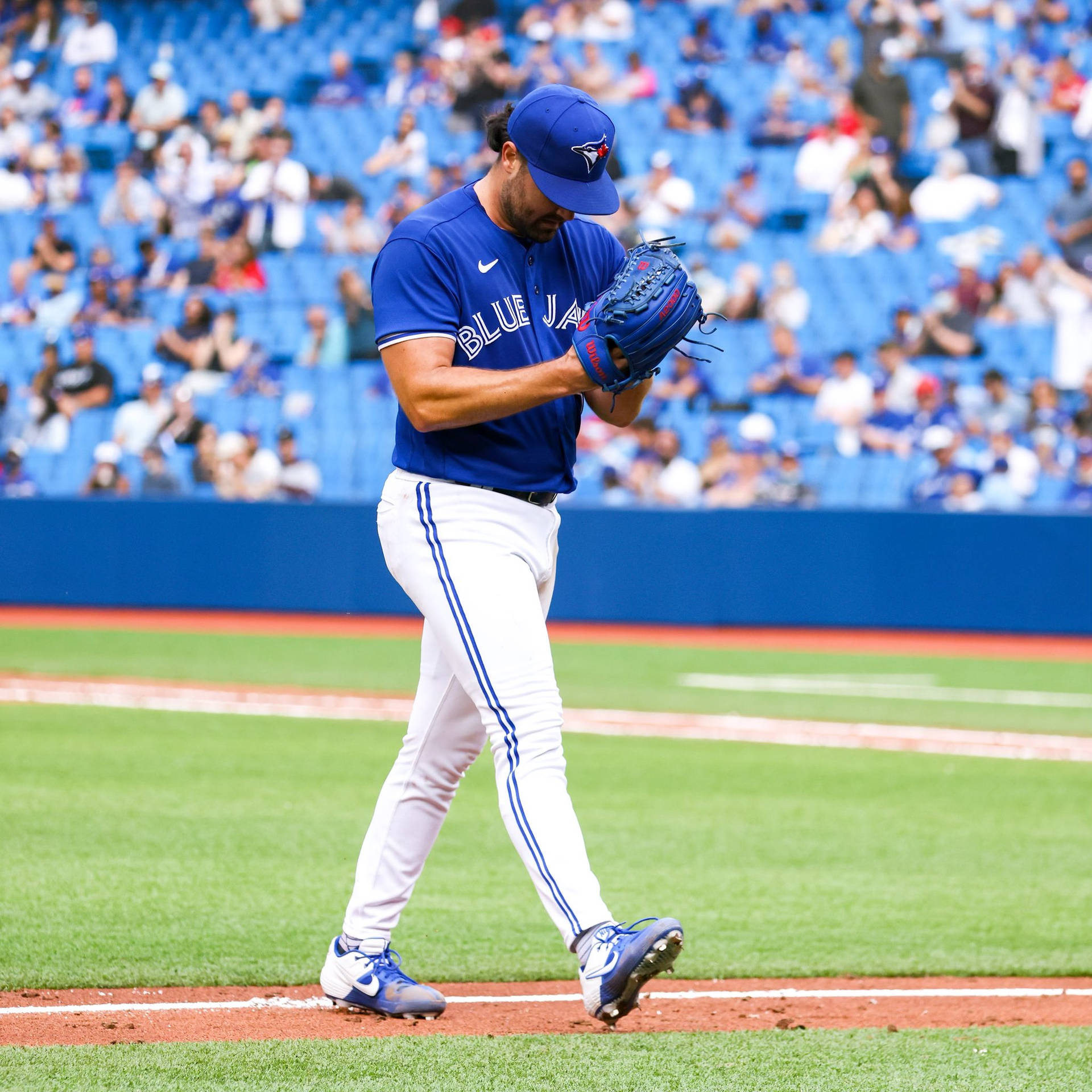 Robbie Ray Looking Down In The Field Background