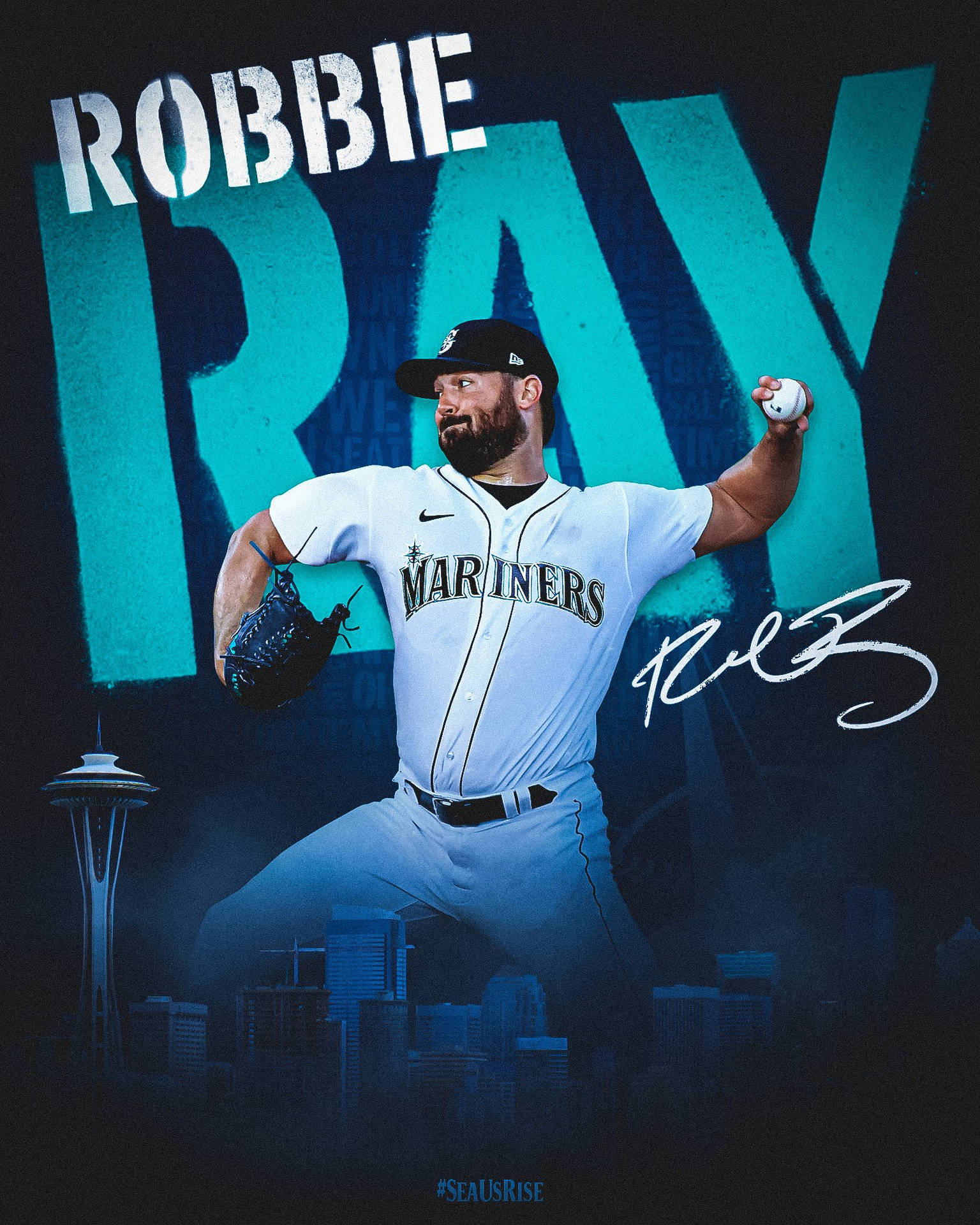 Robbie Ray Poster With Name And Signature Background