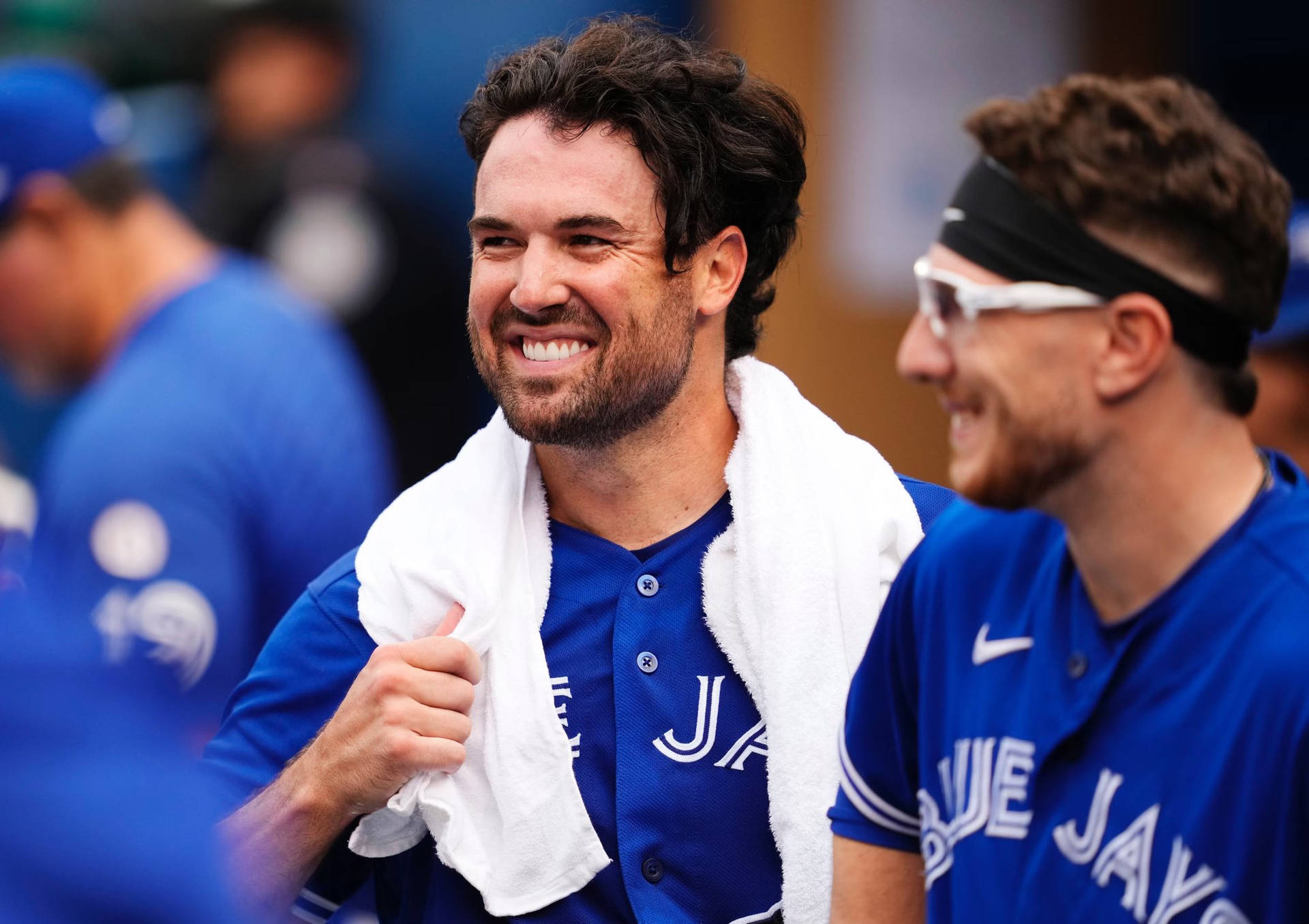 Robbie Ray Smiling With Towel Around Neck Background