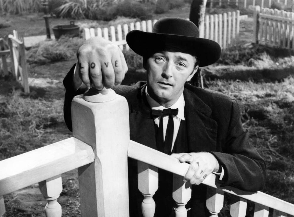 Robert Mitchum Black And White By Railing