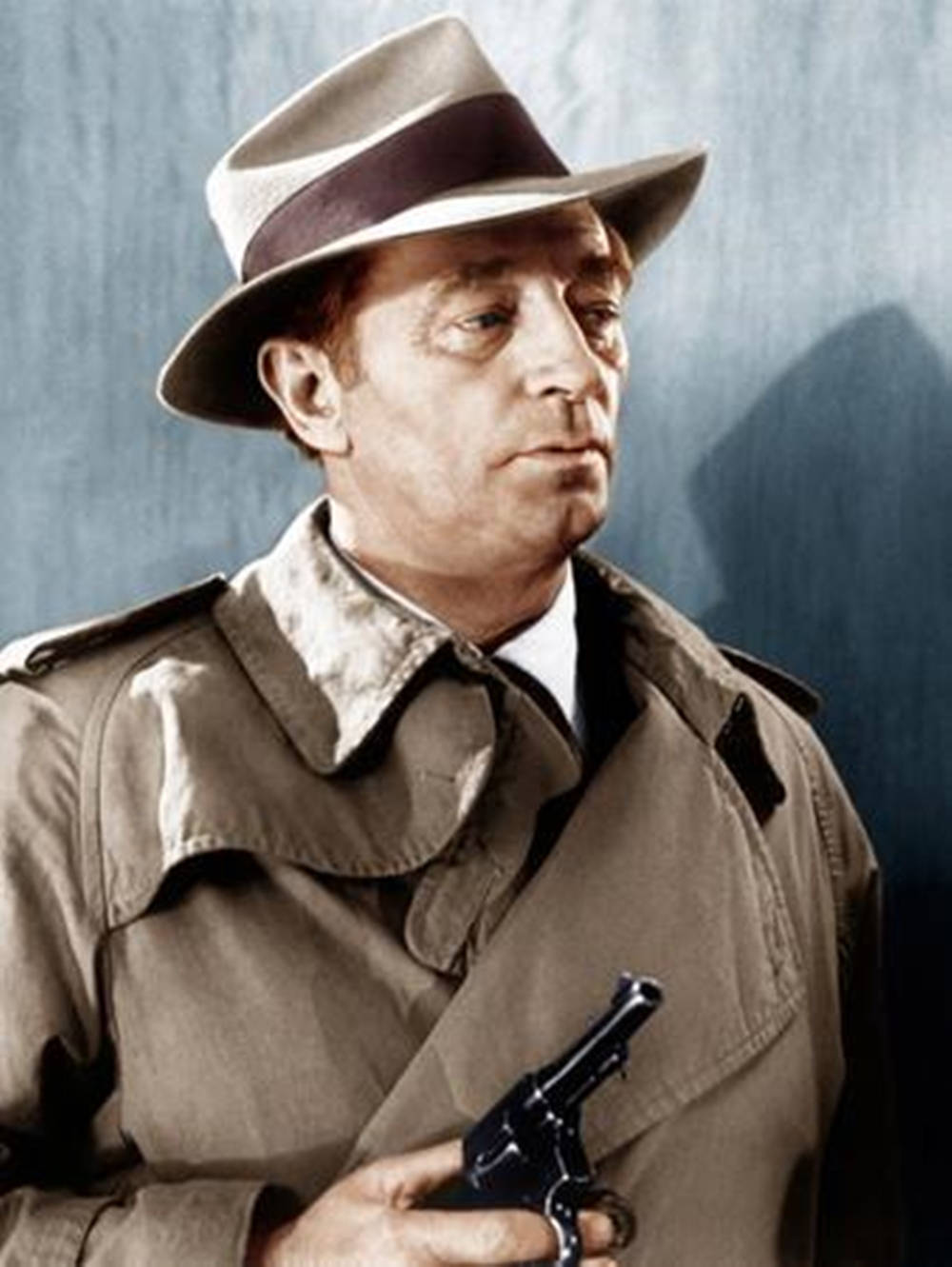 Robert Mitchum Detective With Gun Background