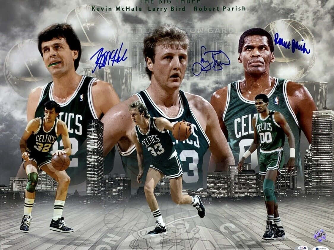 Robert Parish Autographed Basketball Poster Background