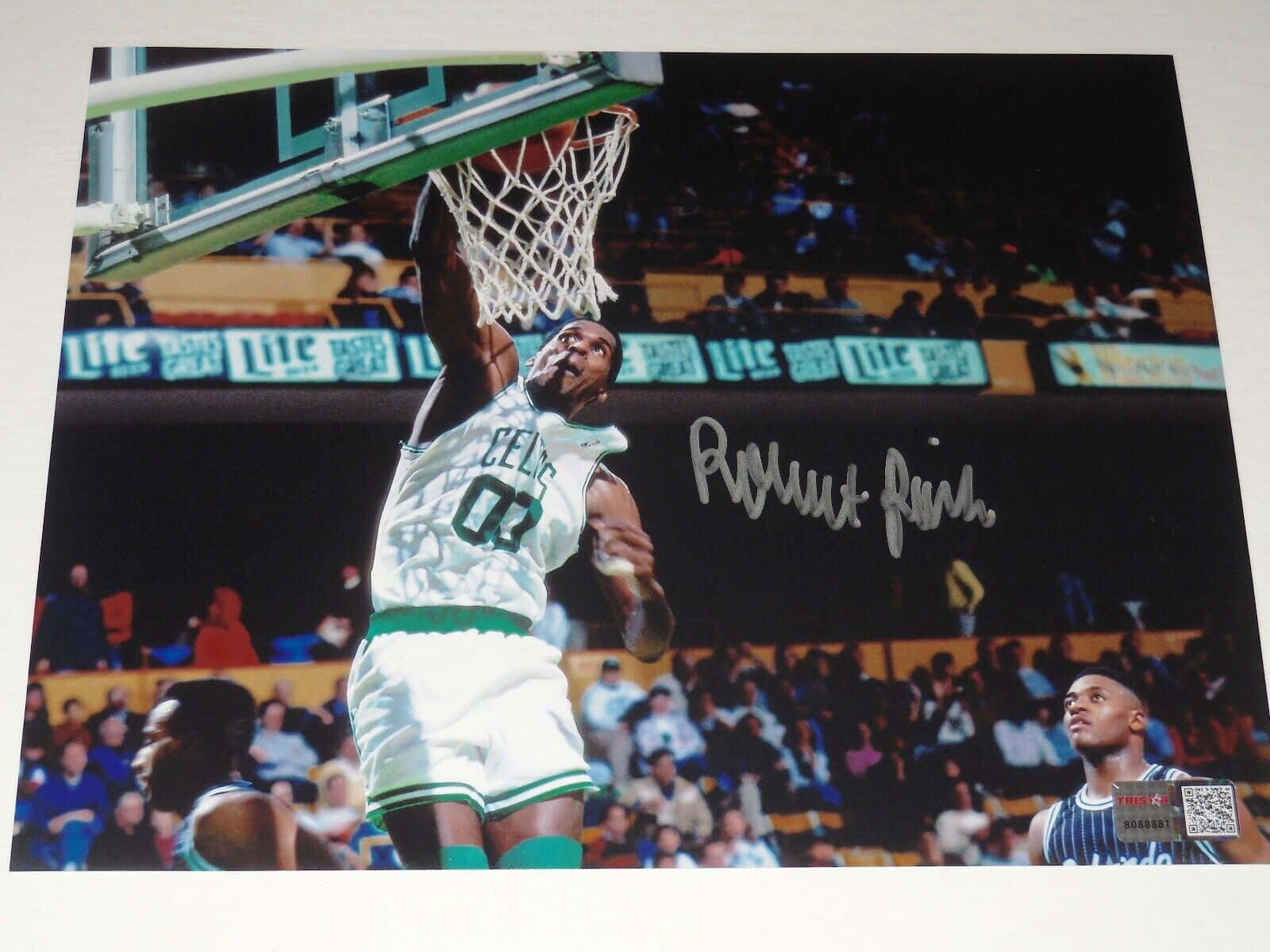 Robert Parish Autographed Basketball Poster Background