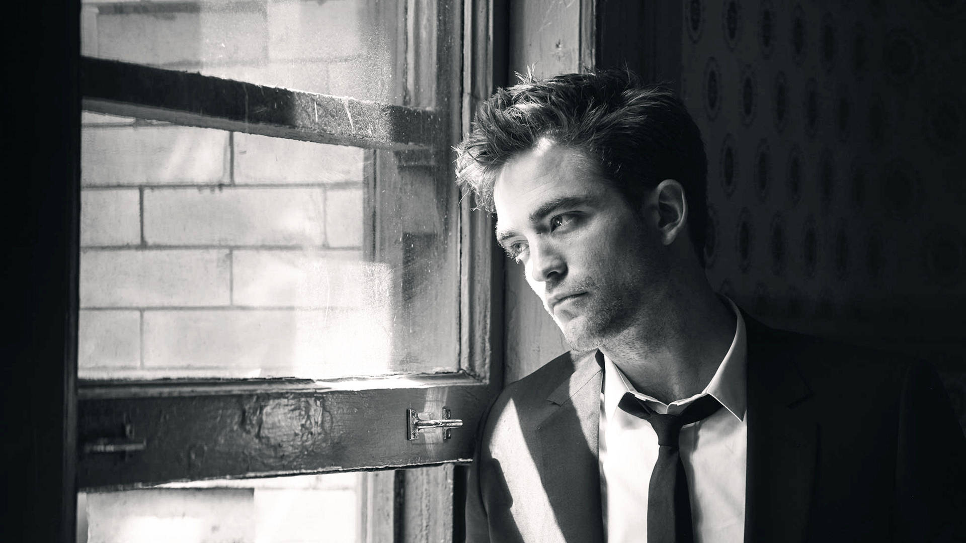 Robert Pattinson Greyscale Background