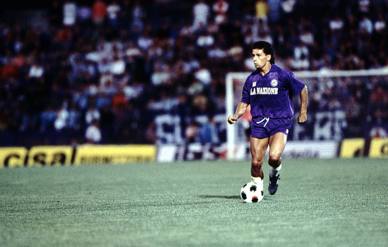 Roberto Baggio Footballer On The Field