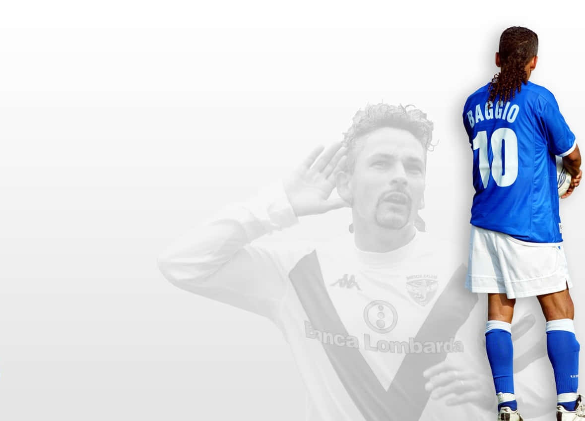 Roberto Baggio Footballer White Fanart Poster
