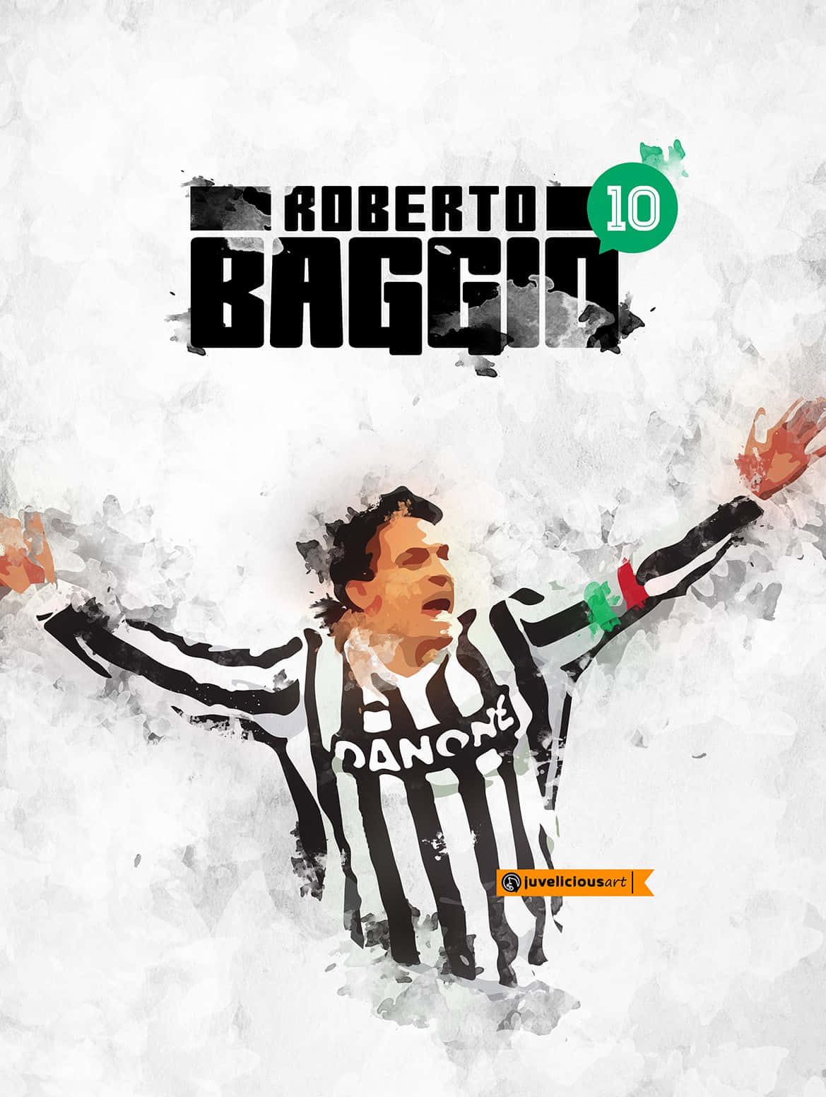 Roberto Baggio Retro Poster Footballer