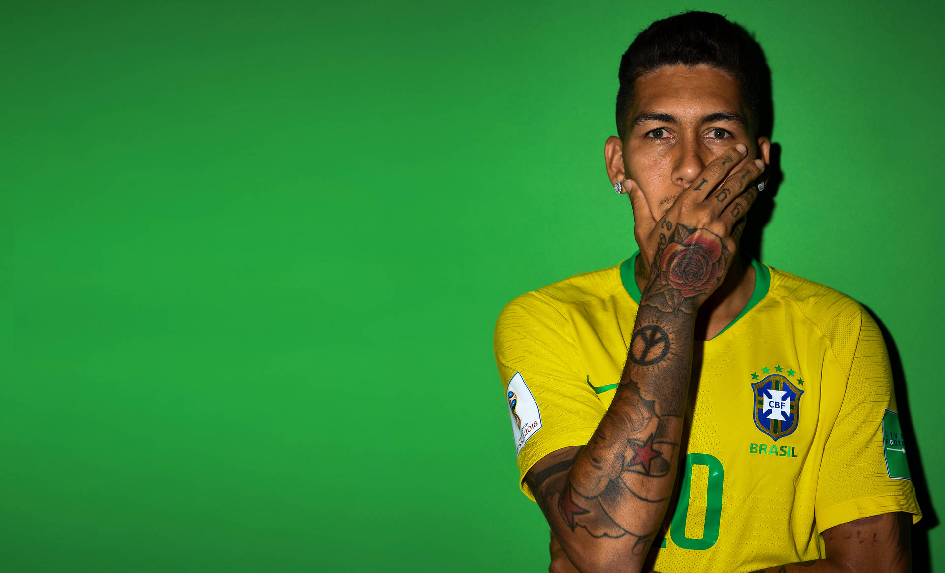 Roberto Firmino Covered Mouth Background