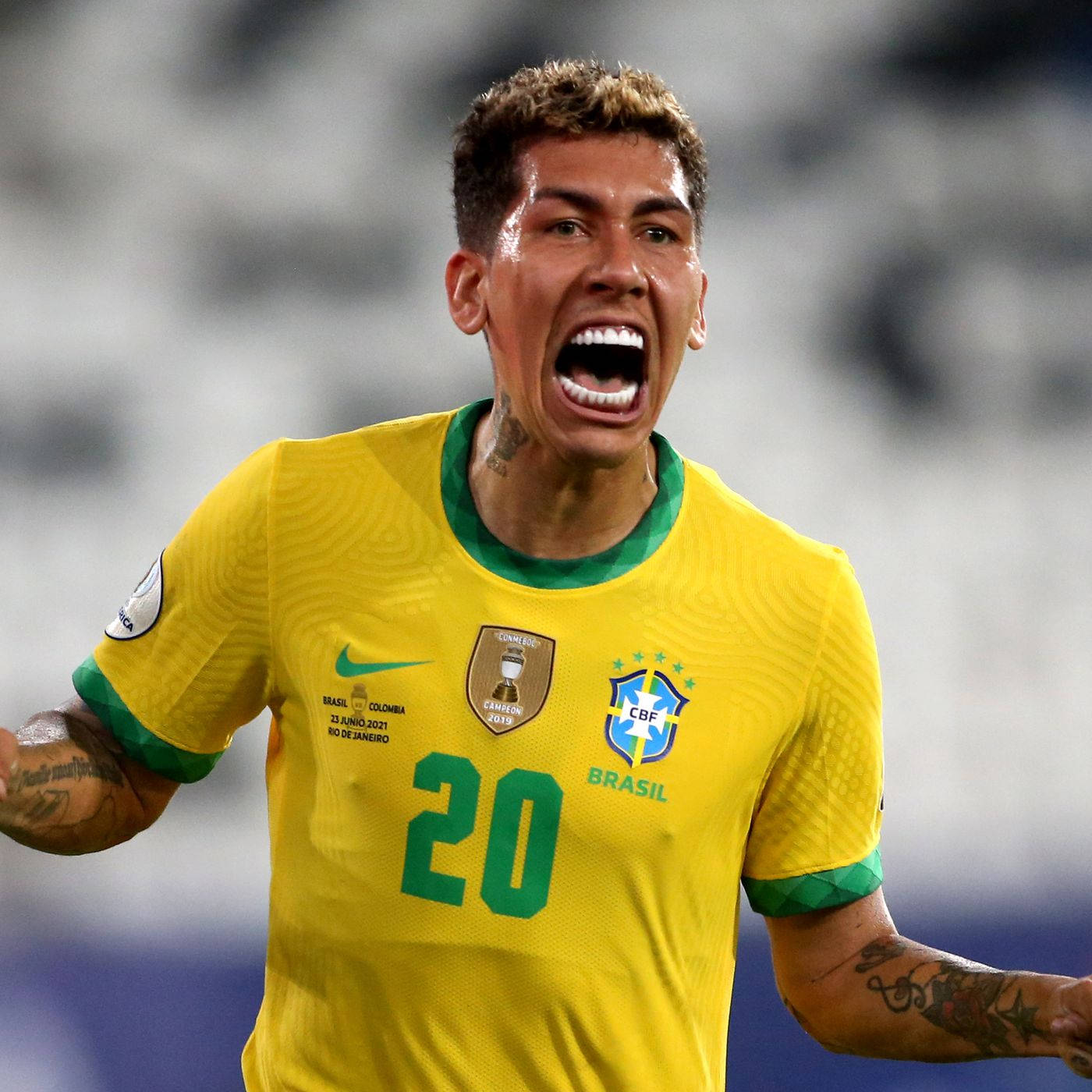 Roberto Firmino Screaming Brazil Background