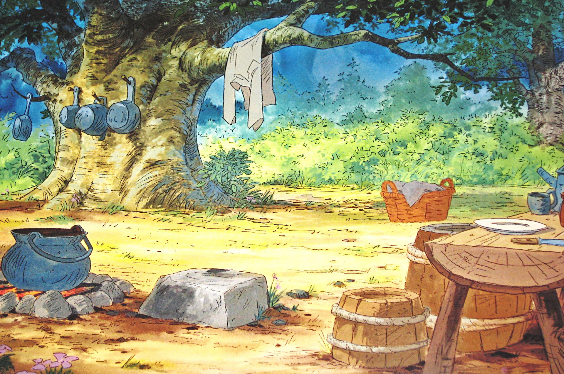 Robin Hood Cartoon Forest Clearing Background
