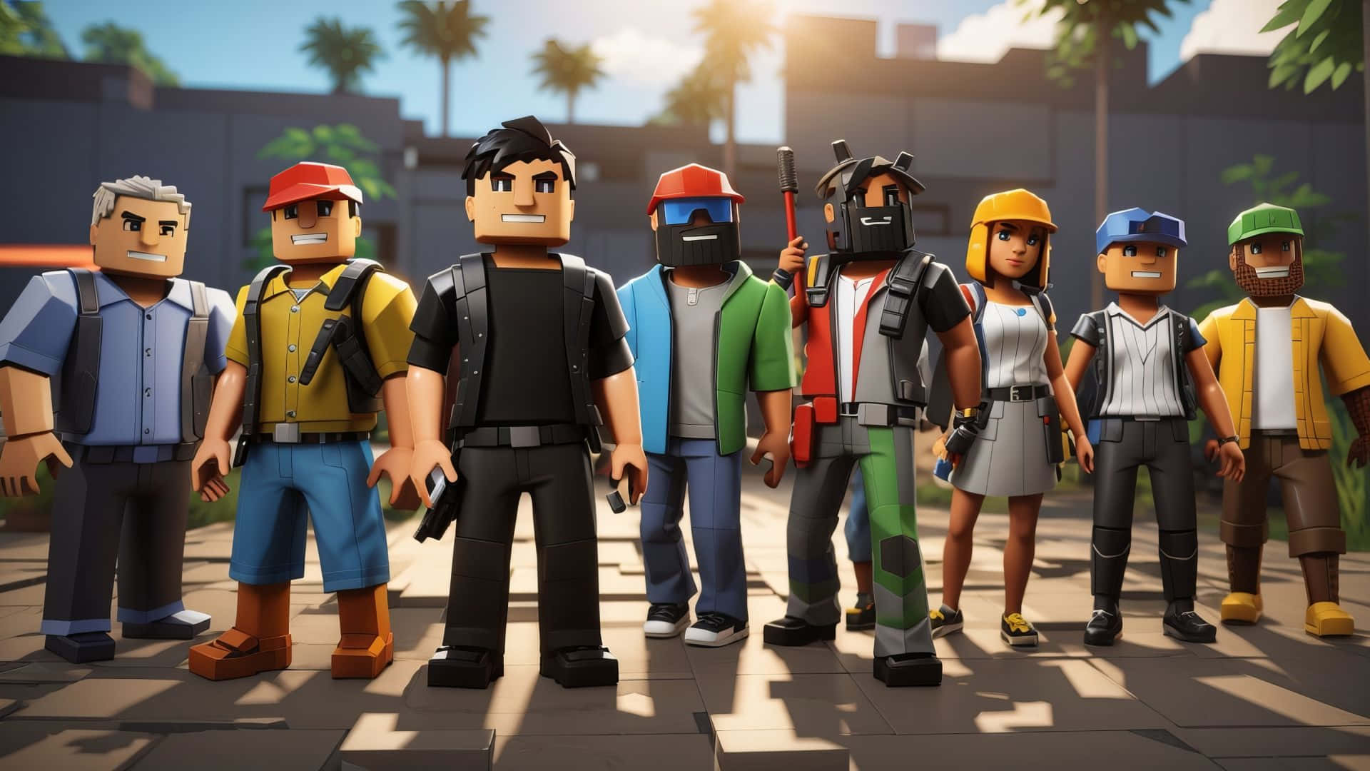Roblox Characters Group Pose Background