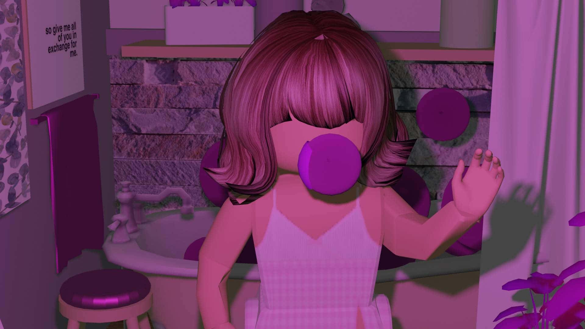 Roblox Game Character In A Pink Outfit Background