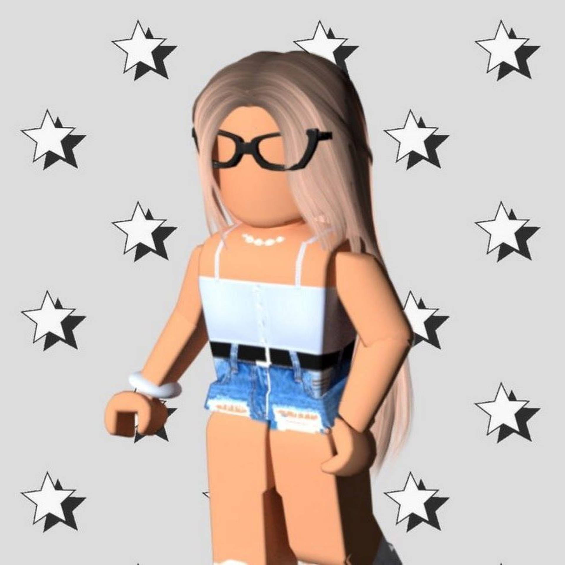 Roblox Girl With Black Glasses Background