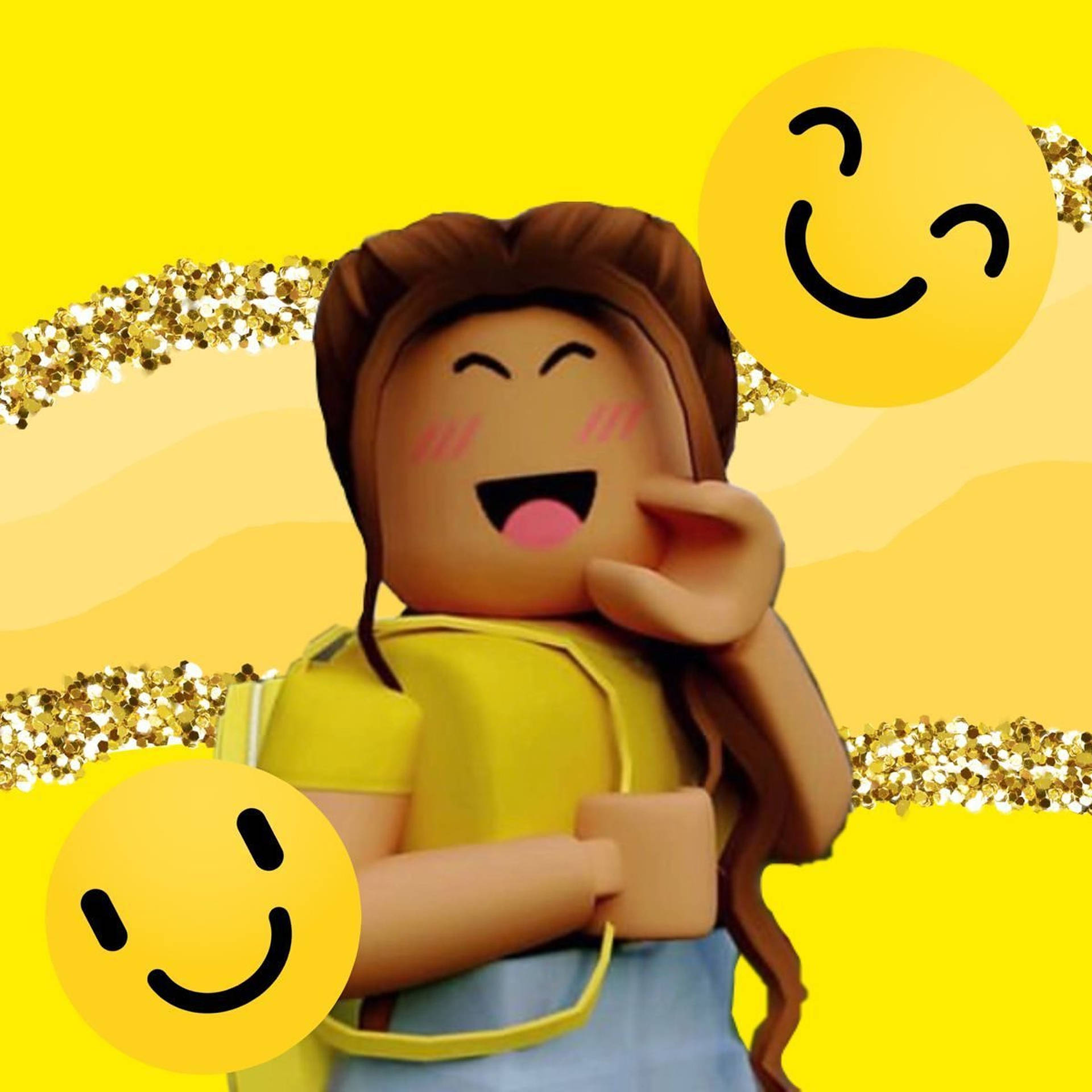 Roblox Girl With Smiley Emoji Background