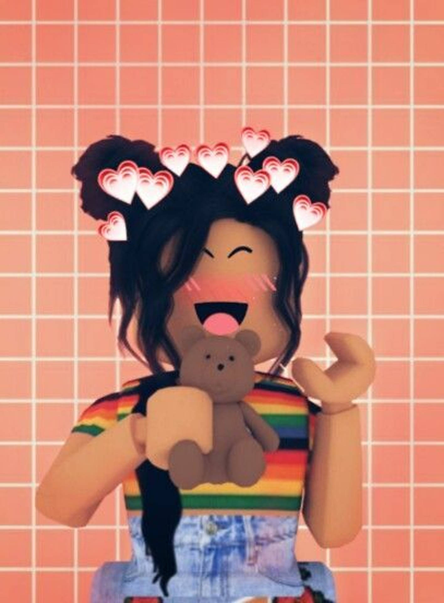 Roblox Girl With Teddy Bear Background