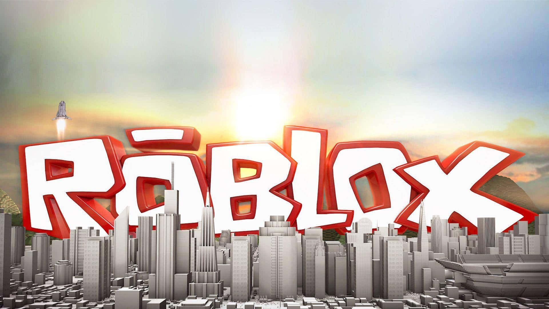 Roblox Logo Cityscape Skyline Background
