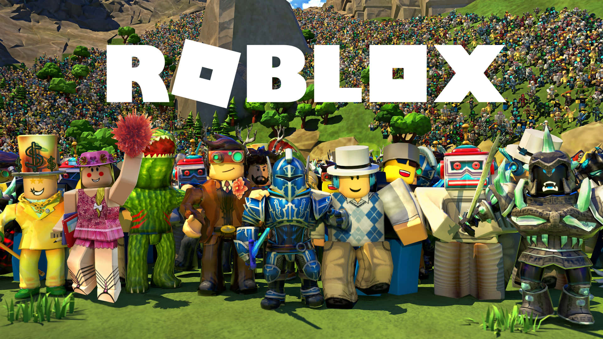 Roblox Logo Name Over The Characters Background