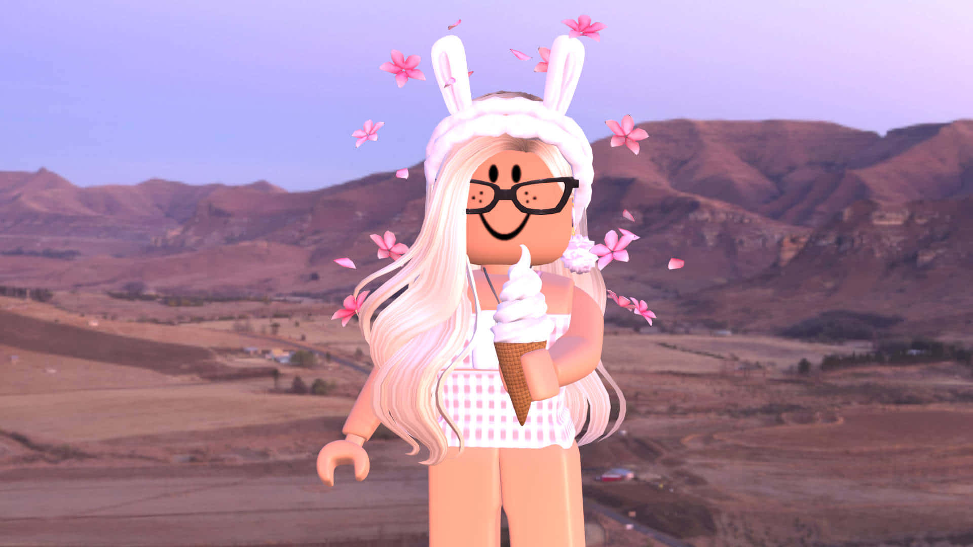 Roblox Pink Ice Cream Bunny Ears Background