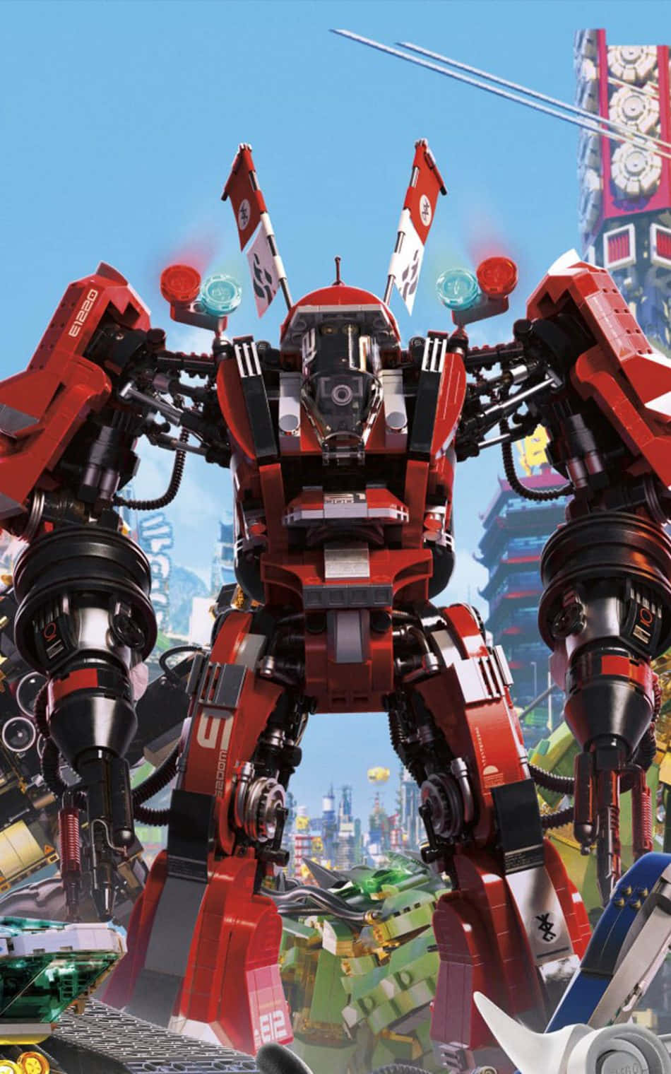 Robot Fighting Dragon In The Lego Ninjago Movie Background
