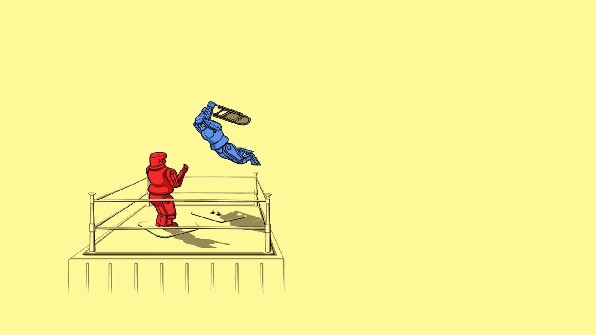 Robot Mixed Martial Arts Funny Simple Desktop Background