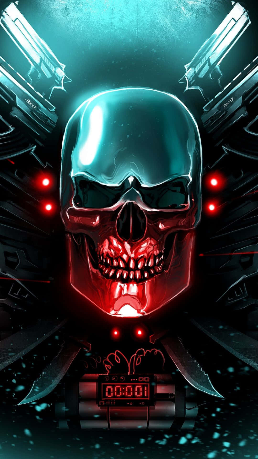 Robot Skull And Crossbones Background
