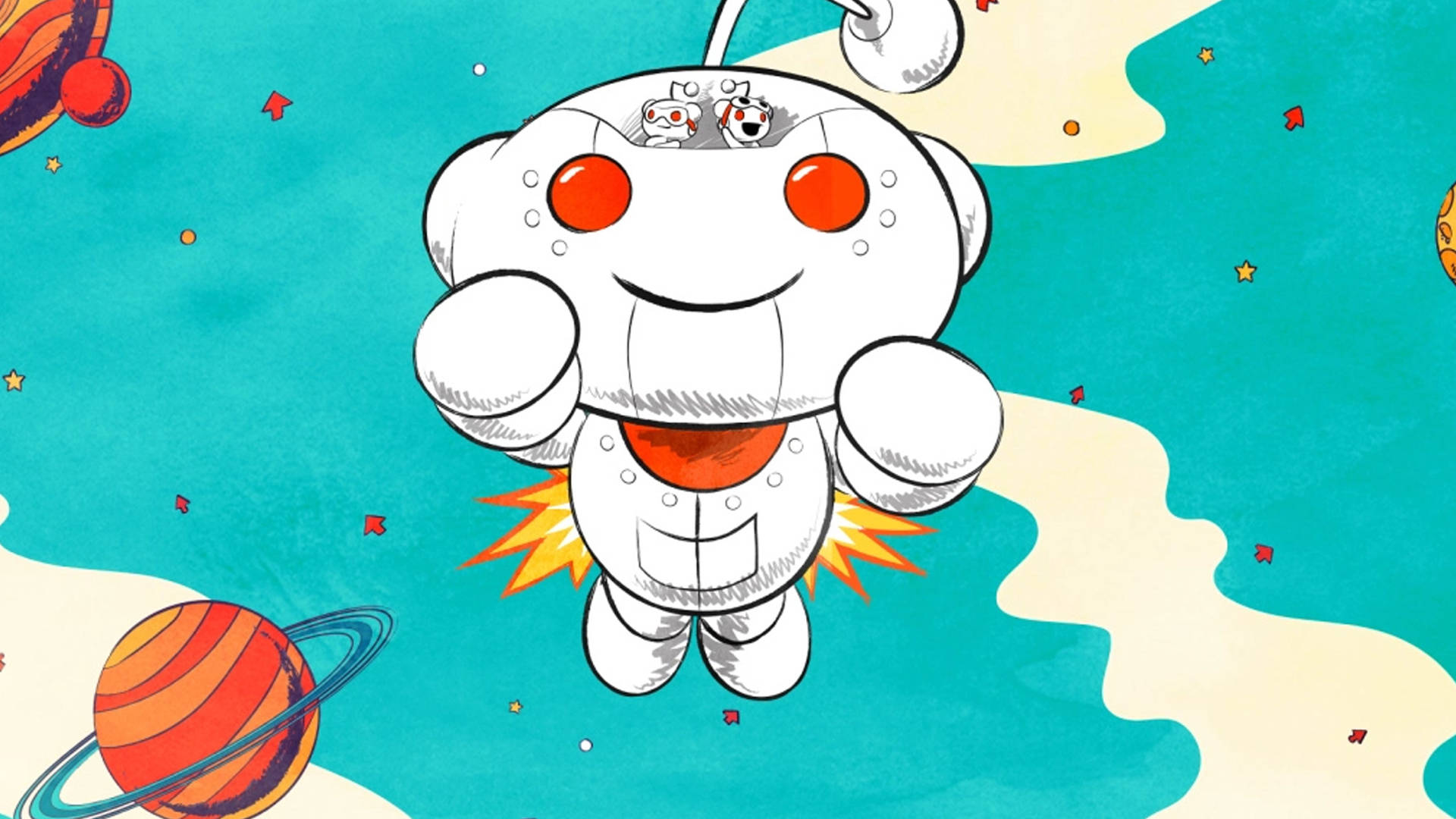 Robot Snoo Reddit In Sky Background