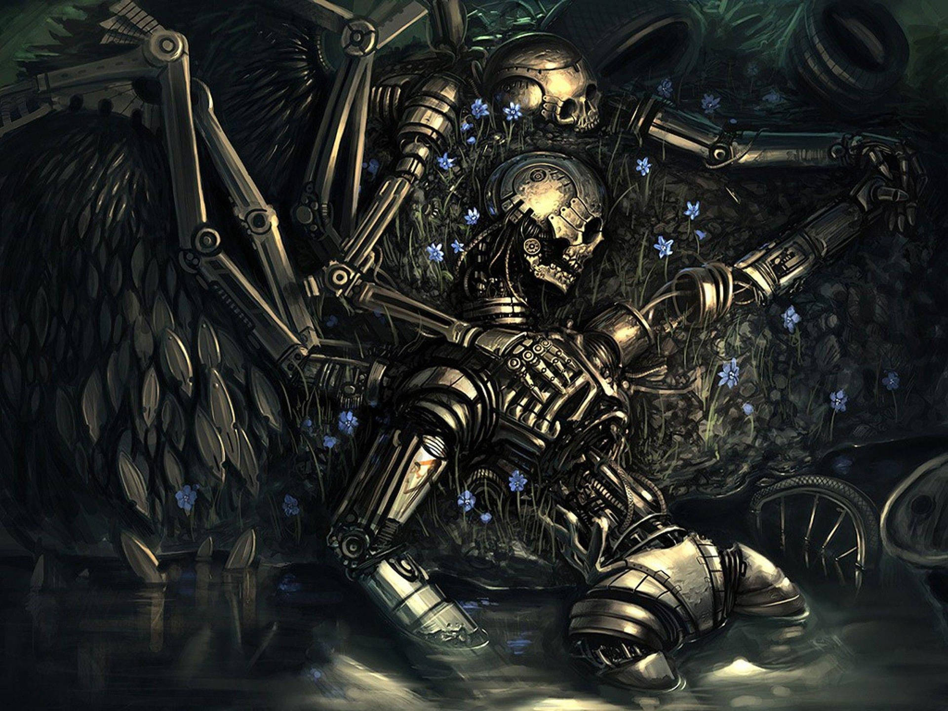 Robotic Skeleton Love Background