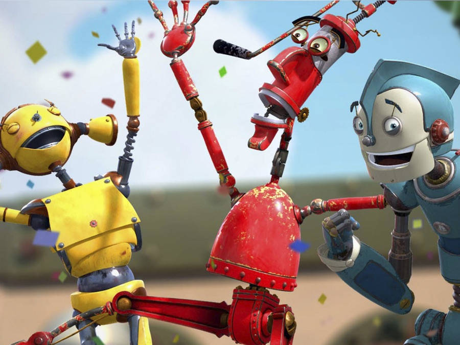 Robots Celebrating Characters Background