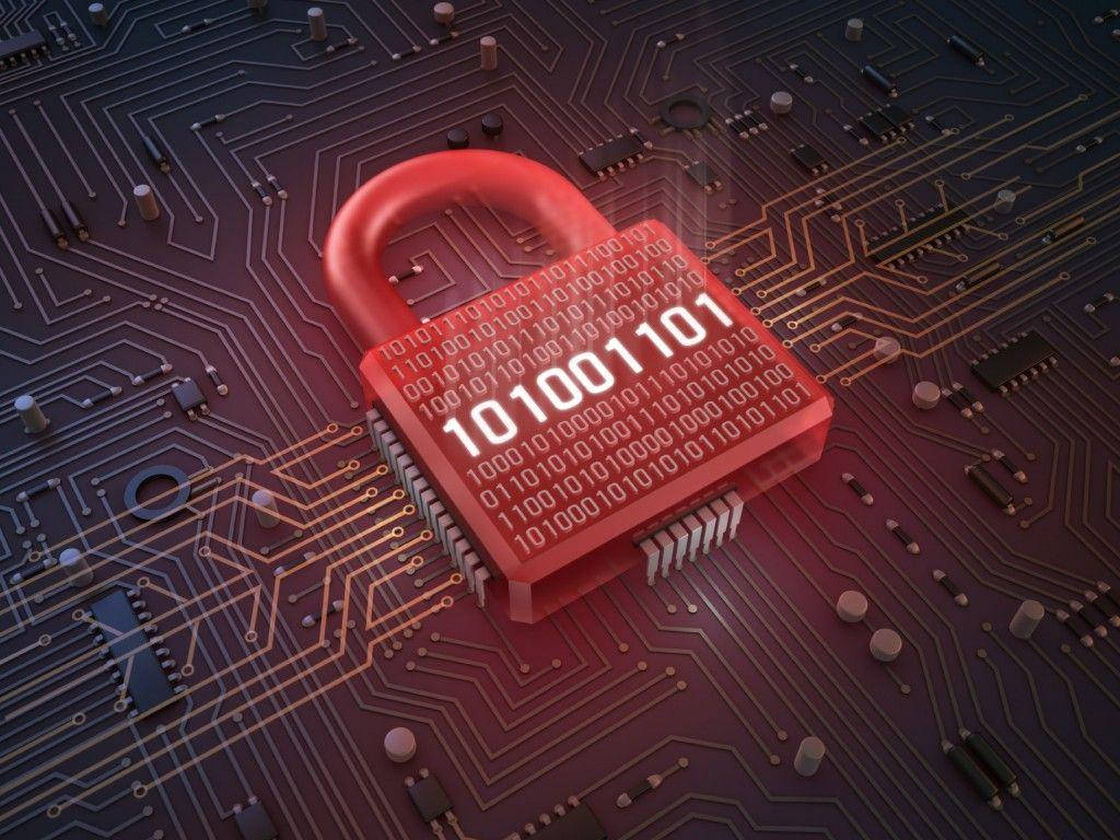 Robust Cyber Security With Padlock Chip Background