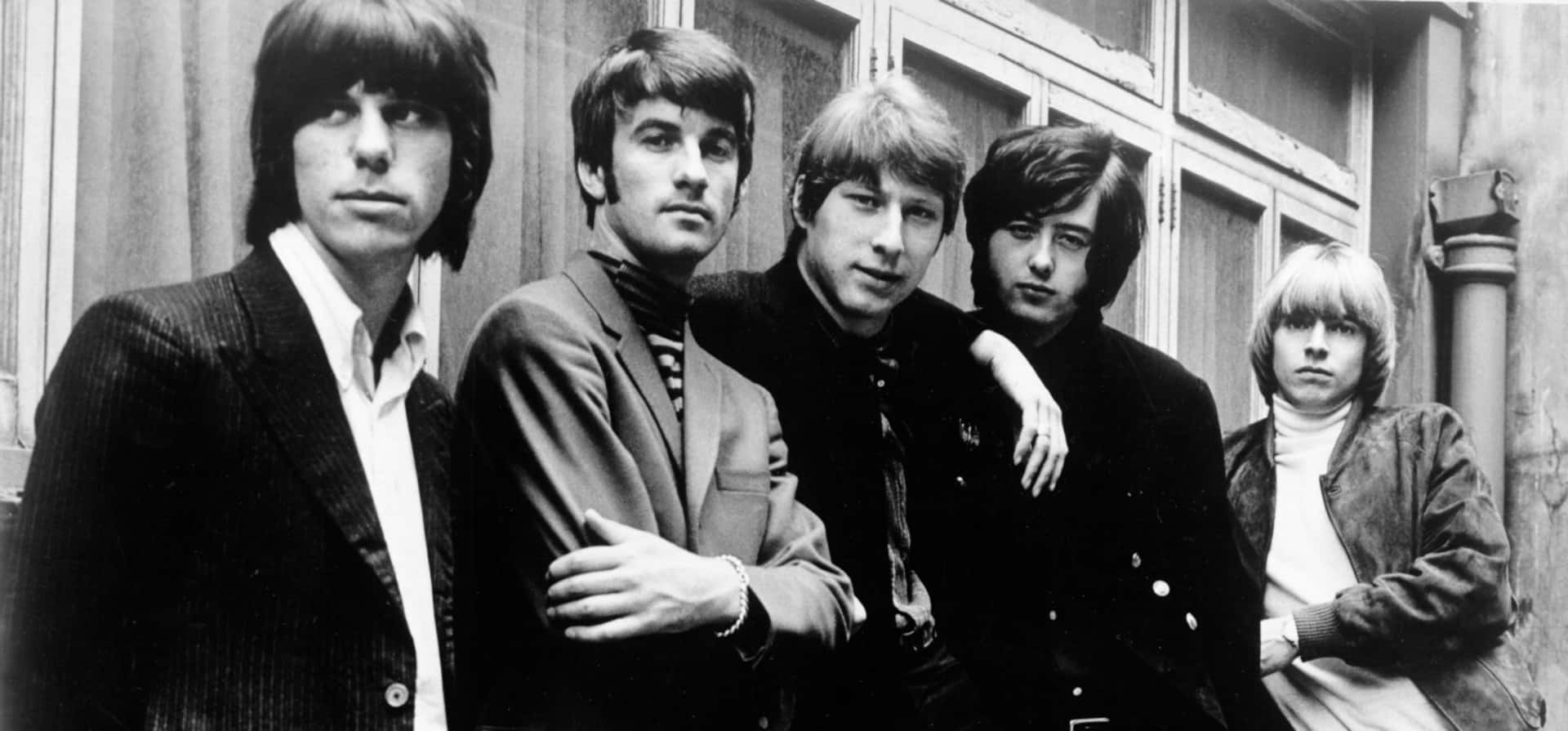 Rock Band The Yardbirds In Greyscale Background