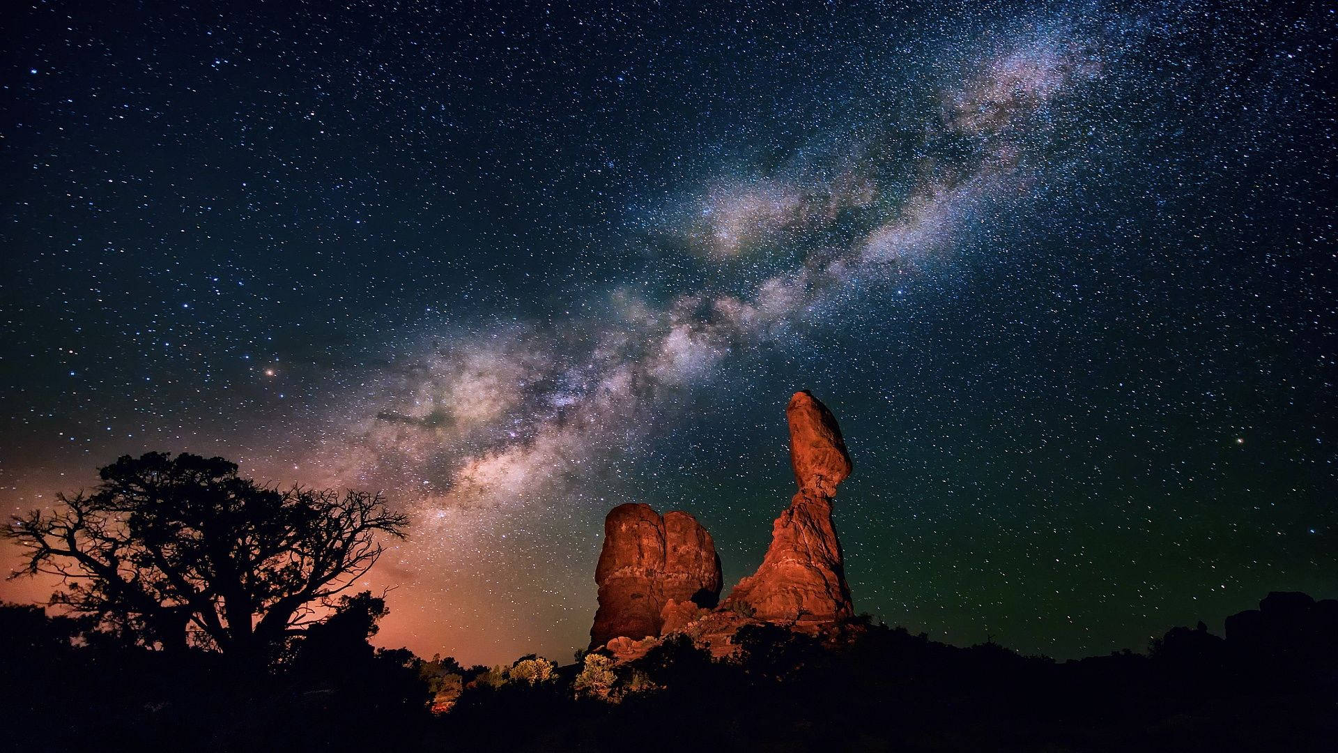 Rock Formation Under The Milky Way Background