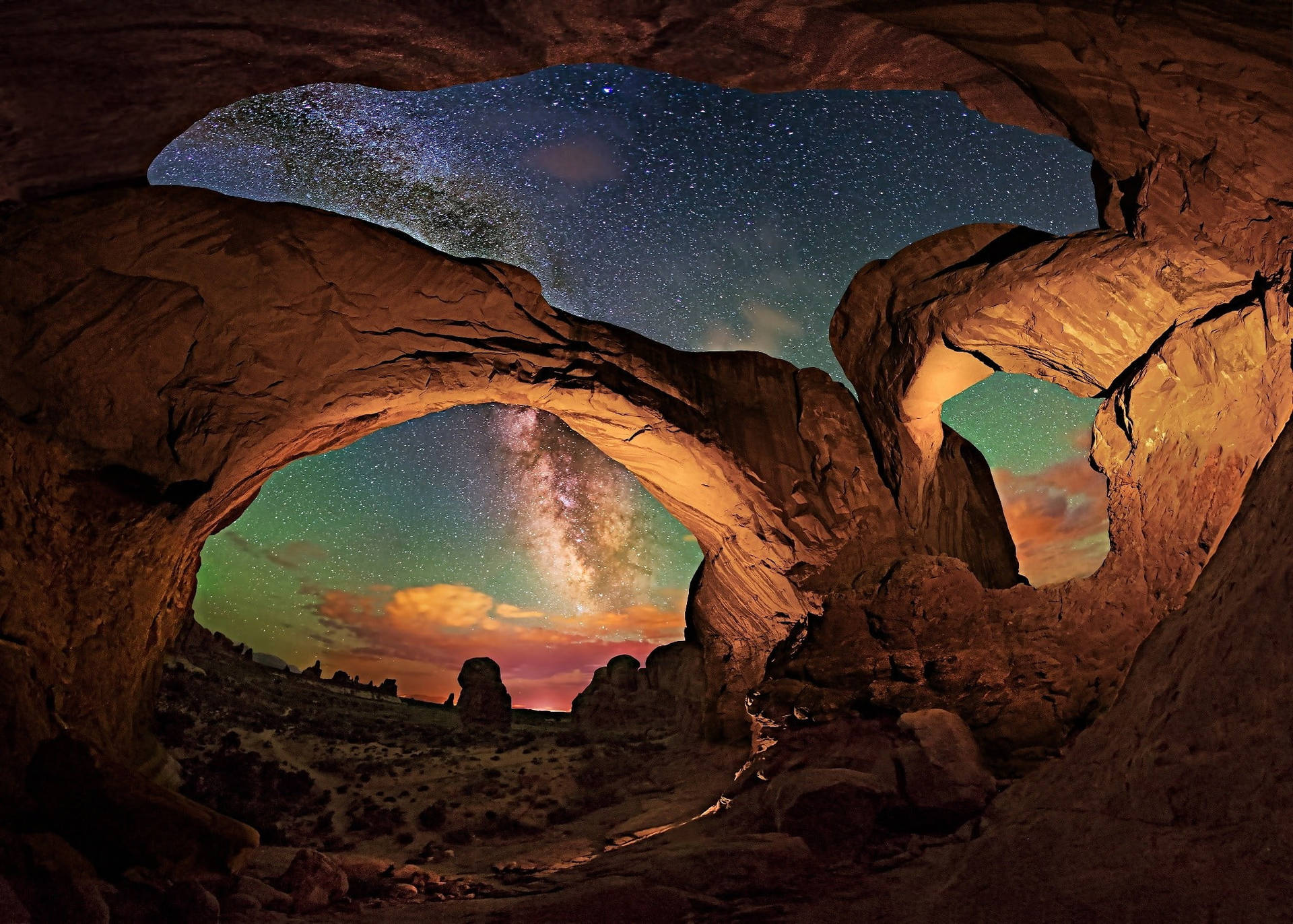 Rock Frames At Arches National Park Background