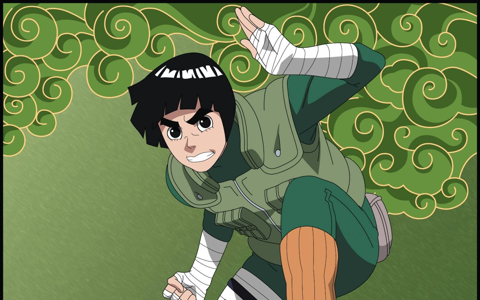 Rock Lee Green Cloudy Background Background