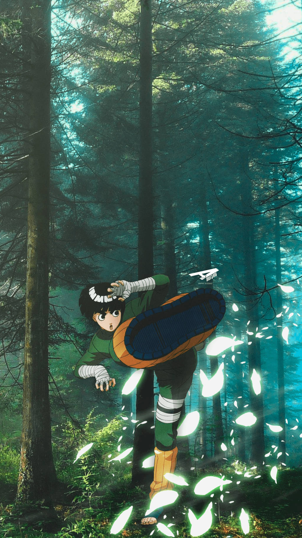 Rock Lee Training In The Forest Background