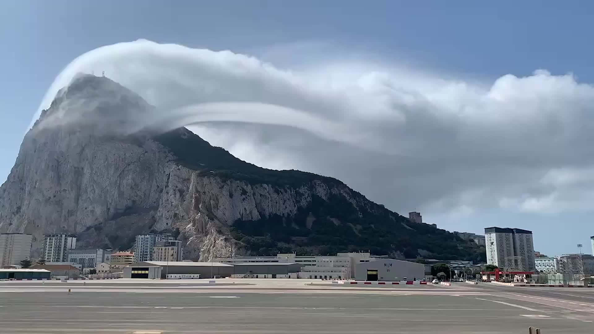 Rock Of Gibraltar Clouds Flowing Background