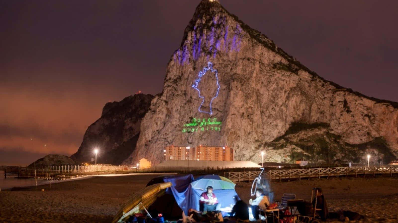 Rock Of Gibraltar Neon Lights