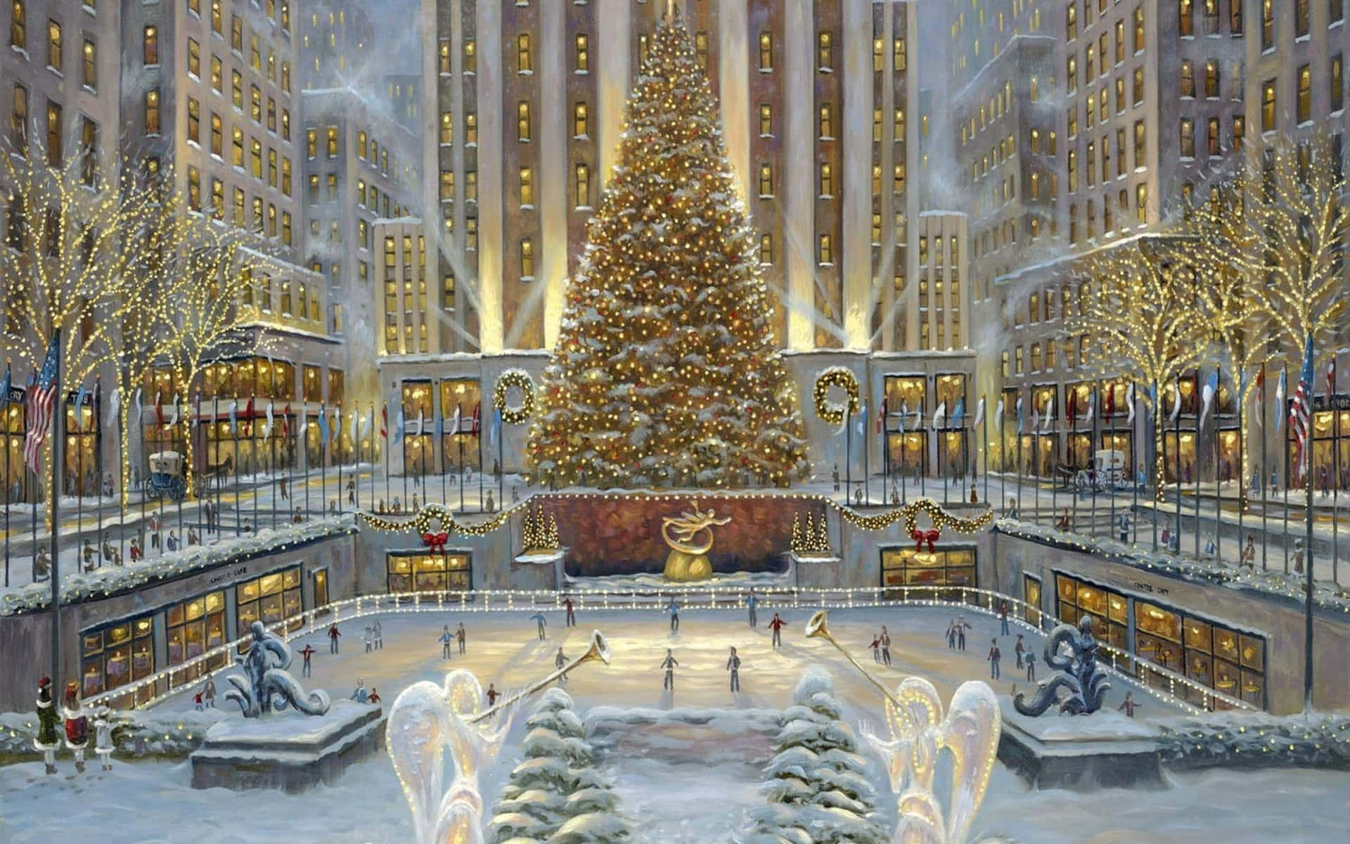 Rockefeller Center Christmas Tree Background