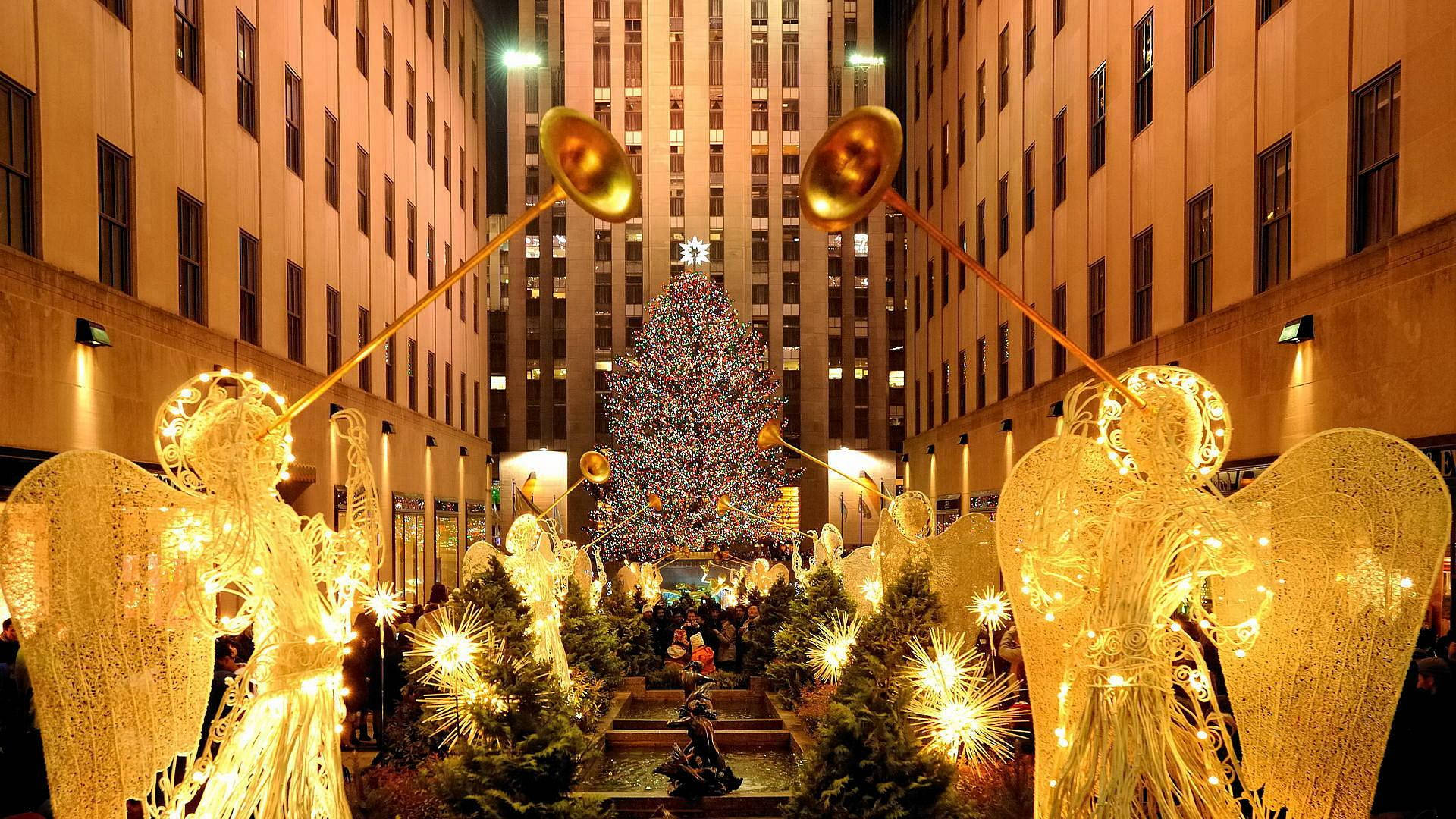 Rockefeller Center Glowing Angel Statues