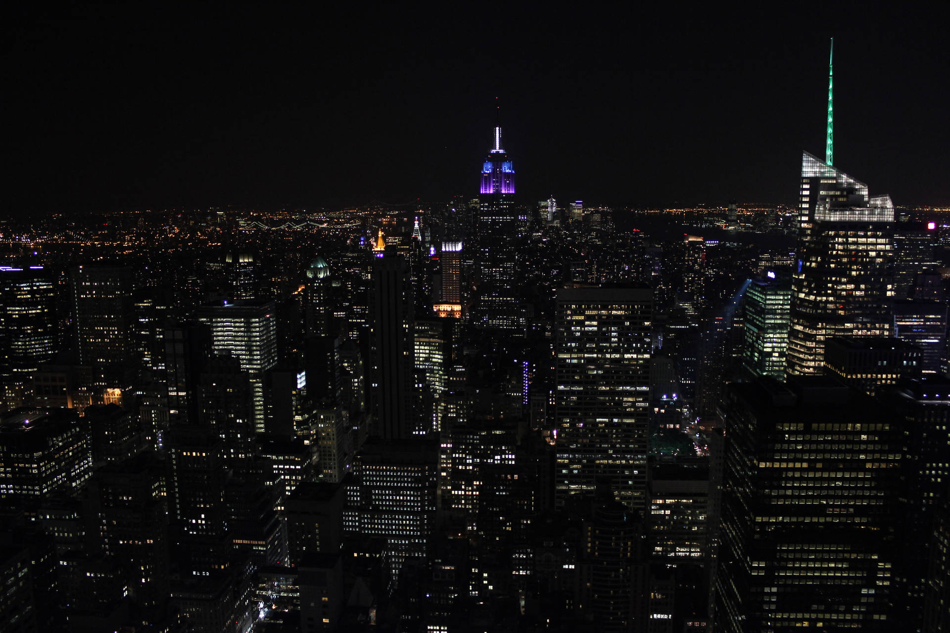 Rockefeller Center New York City Night Lights Background