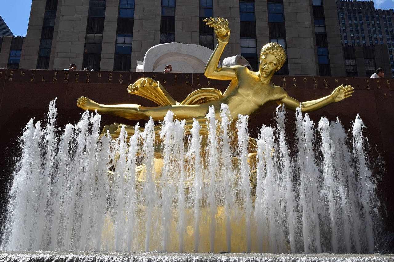 Rockefeller Center Prometheus Fountain Background