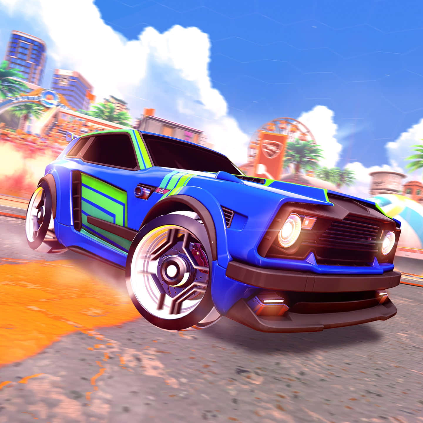 Rocket League Blue Green Car Art Background