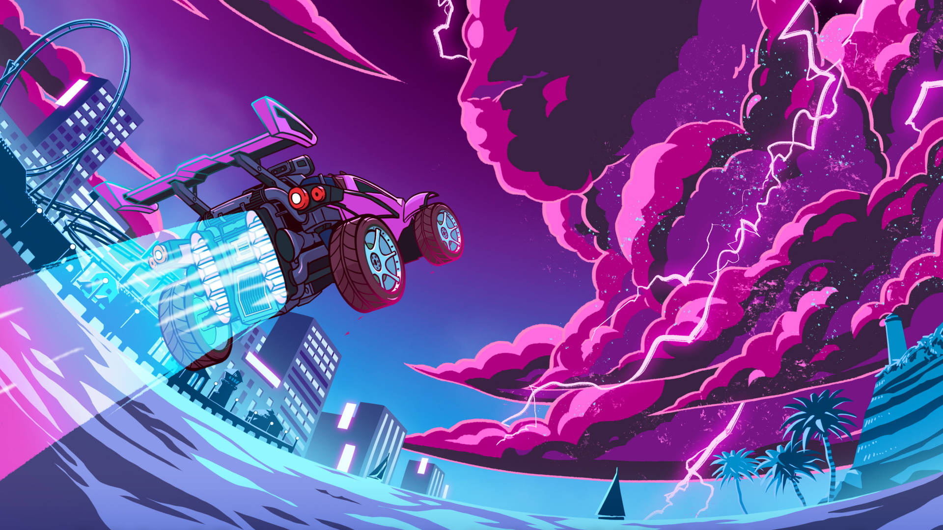 Rocket League Hd Neon Pink Art Background